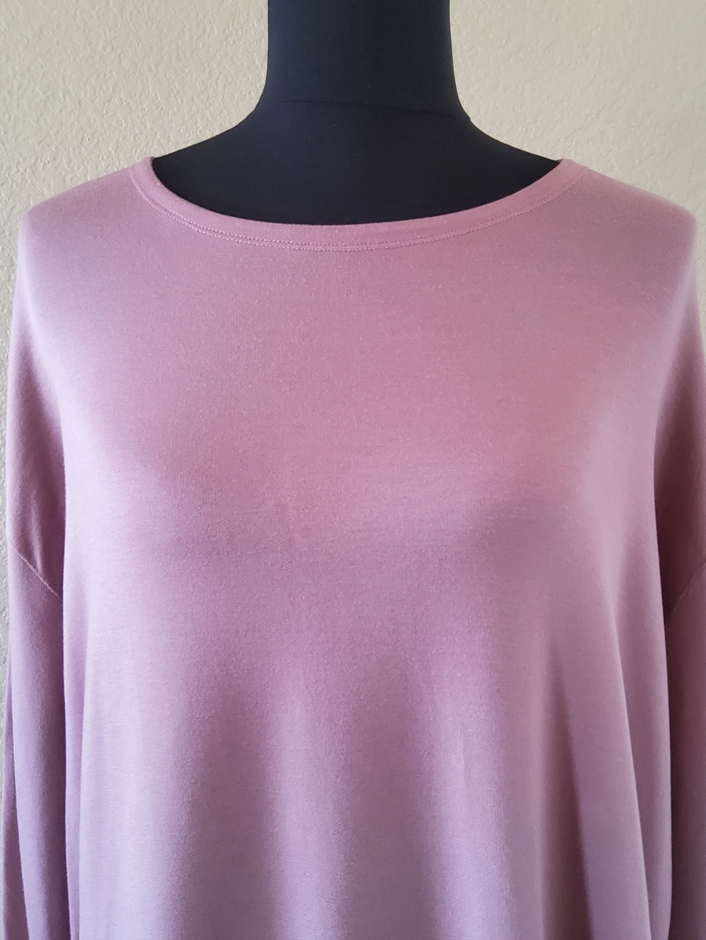 Eileen Fisher Fine Jersey Crew Neck Long Sleeve Tunic Top in Blush Pink, Size XL - Picture 2 of 8